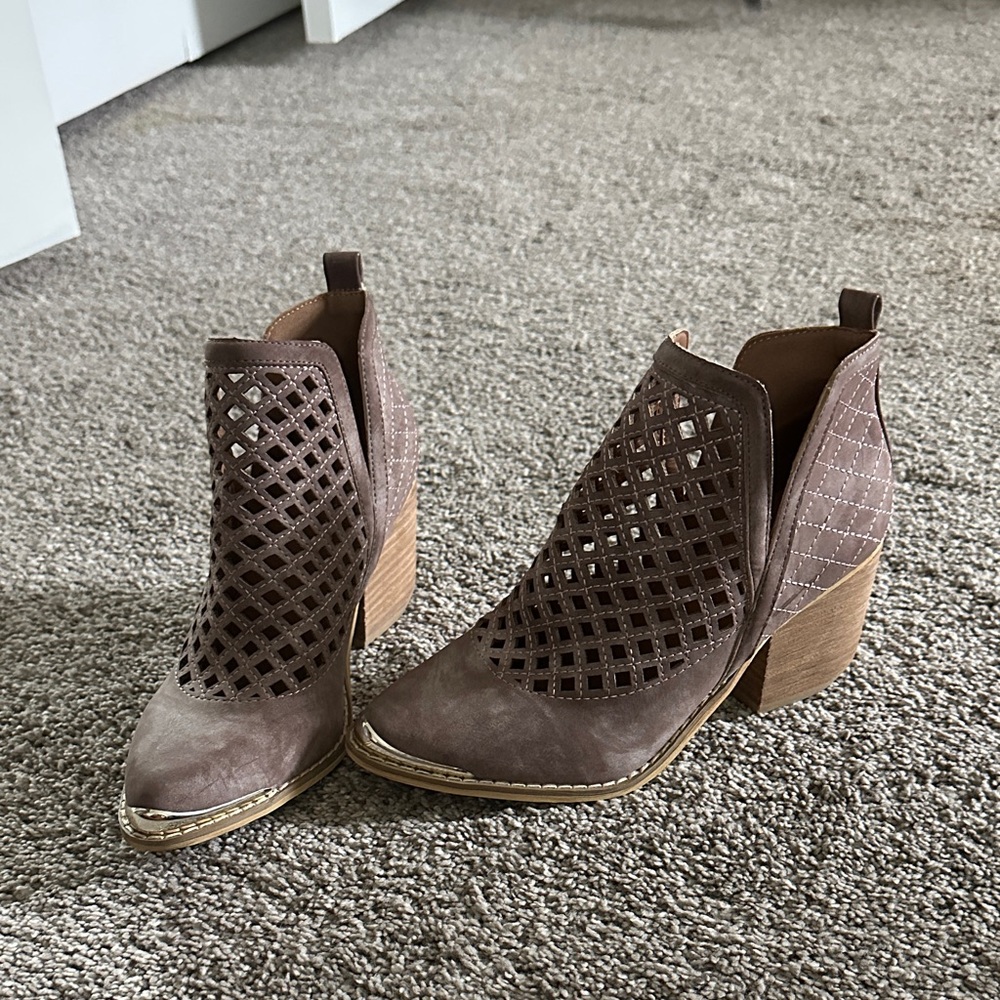 Mi.iM Brown Ankle Booties with Cutout Design